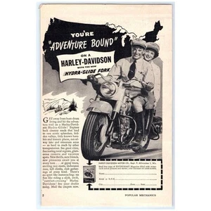 1949 Print Ad Harley Davidson Hydra-Glide Fork You're Adventure Bound! - Picture 1 of 1