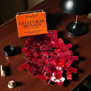 Caja Señales Cellugraf Graffco Vintage Teniente Rojo Nº 80 (~75 piezas) Cambridge MA EE. UU. - Imagen 1 de 11