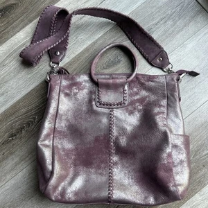 HOBO INTERNATIONAL Sheila East West Large Tote Satchel Bag Nubuck Leather Purple - Picture 1 of 6