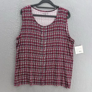 Croft Barrow Top Damen Petite XL rot Geometrisches Muster Tank Freizeit Stretch Plissee vorne - Bild 1 von 9