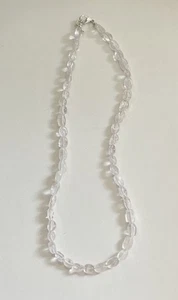 Rose Quartz Beaded Gemstone Necklace - Sterling Silver Plated-Brand New - Picture 1 of 4