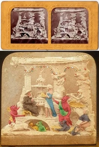vue stéréo DIABLERIE  1860 - LA TENTATION DE ST ANTOINE / tissue polyorama - Imagen 1 de 3