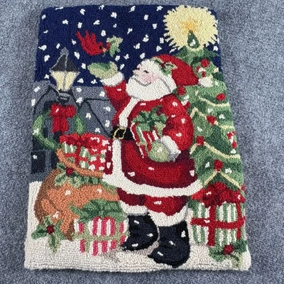 Capa de travesseiro de Natal vintage Y2K Papai Noel lã com gancho 16x23 férias Cottagecore anos 90 - Imagem 1 de 4