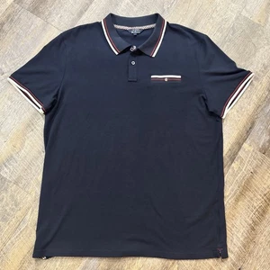 Camisa Polo Ben Sherman Piqué Para Hombre XL Azul Marino Rojo Blanco Mezcla Algodón Vestido - Imagen 1 de 6