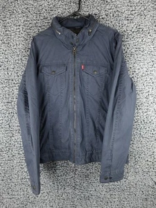 Chaqueta Levi's Para Hombres M Azul Marino Denim Cercanías Camionero A Presión Guardar Capucha Ciclismo Urbano - Imagen 1 de 12