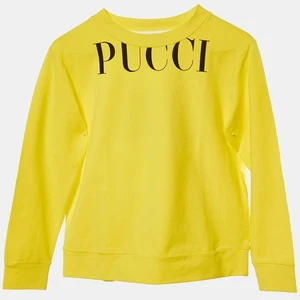 Emilio Pucci Kids Yellow Logo Print Cotton Sweatshirt Size 10 Yrs - Picture 1 of 6