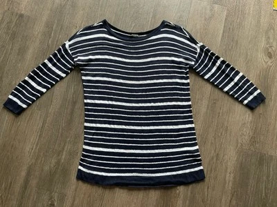 Talbots Black and White Striped Lightweight Long Sleeve Top Womens Size Small - Image 1 of 4