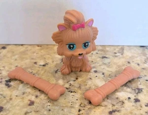 My Pet Pals Cucciolo Marrone Rosa Fiocco Yorkie Cane 2,5" Little Friends Chic Boutique - Foto 1 di 5