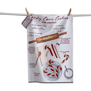 TAG Holiday Recipe Kitchen Towel, 100% Cotton 26 x 18 inch, Candy Cane Cookies - Picture 1 of 1