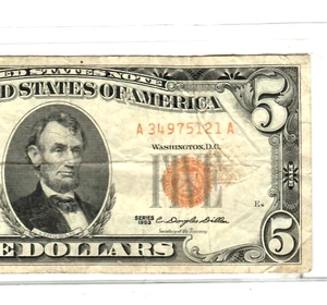 $5 "UNITED STATES NOTE" 1963  (ALTERED)   $5  1963 (YELLOW)  UNITED STATES NOTE - Picture 1 of 3