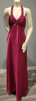 Vestido largo formal vintage años 90 Morgan And Co Barbie rosa con cuentas satinado talla 13/14 Foto 1 de 4