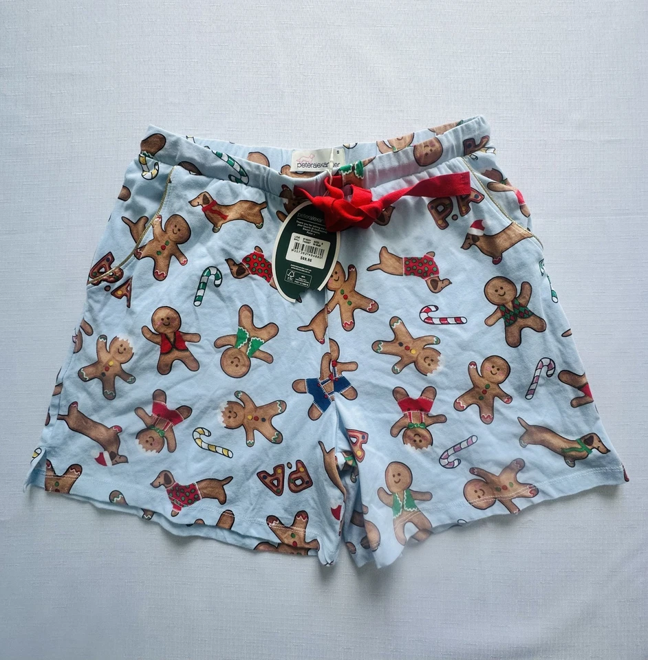 NEW PETER ALEXANDER CHRISTMAS GINGERBREAD MAN PJ SHORTS WOMENS S XMAS - image 1 of 1