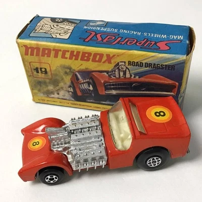 Vintage, Deadstock MATCHBOX Superfast No.19 ROAD DRAGSTER with Box, Made in - Image 1 of 4