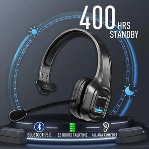 Noise Cancelling Bluetooth Headset Wireless Headphone for Trucker Truck Driver - Picture 1 of 10