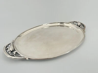 Georg Jensen Sterling Silver Blossom/Magnolia Tea Serving Tray No 2H 14" long - Image 1 of 4