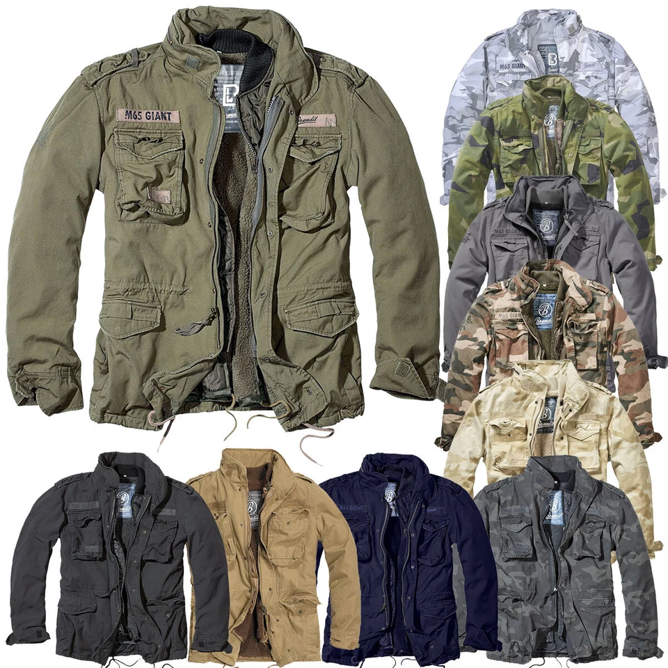 Brandit M65 Giant Veste S-7XL Vintage Combat Homme Army Extérieur Parka Doublure