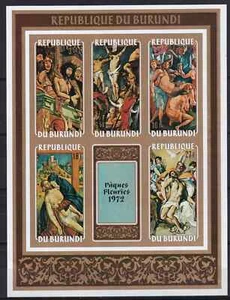 Burundi 1972 Yvert SS 57 perf. & imperf. Pintura de Pascua MNH VF - Imagen 1 de 2