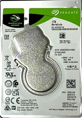 1Tb Seagate Barracuda ST1000LM048 2.5" Laptop SATA 5400rpm 128Mb cache 7mm - Image 1 of 2
