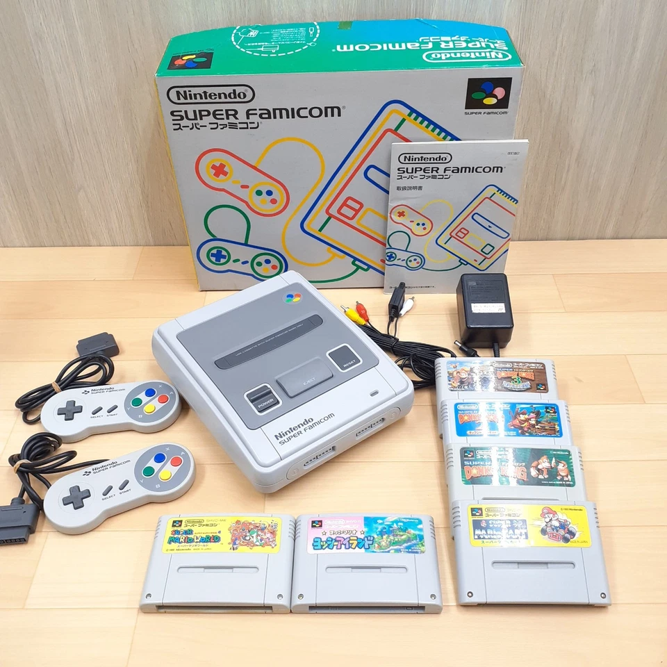 Nintendo Super Famicom Console with box 6 games Mario D. Kong CIB US TARIFF PAID - Image 1 of 4