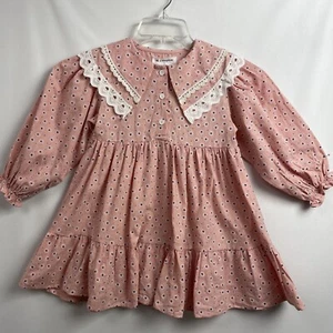 Mud Kingdom Dress Girls 120cm 6-7 Pink Floral Cottage Core Ruffle lace - Picture 1 of 12