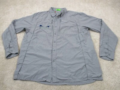 Simms Guide Series Shirt Men Large Gray Check Cotton Button Up Fisherman * - Image 1 of 4