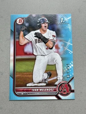 2022 Bowman Draft Paper Ivan Melendez #BD-29 Sky Blue Parallel /499 1st Prospect - Image 1 of 4