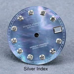 28.5mm dial BLUE pearl mother For NH35 diamond indices without lumious - Picture 1 of 12