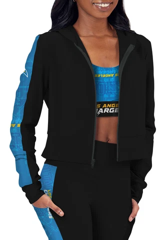Certo By Northwest NFL Women's Los Angeles Chargers All Day Cropped Hoodie,Black Cover