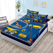 Construction Vehicles Tractor Truck Fitted Sheet Set Mattress Protector Cover