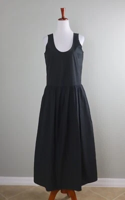 EVERLANE $98 Solid Black Cotton Poplin Midi Summer Casual Tank Dress Size XS - Image 1 of 4