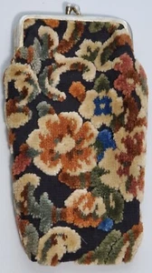 Vintage Floral Case Kiss Snap Closure Purse Pocket Retro - Picture 1 of 4