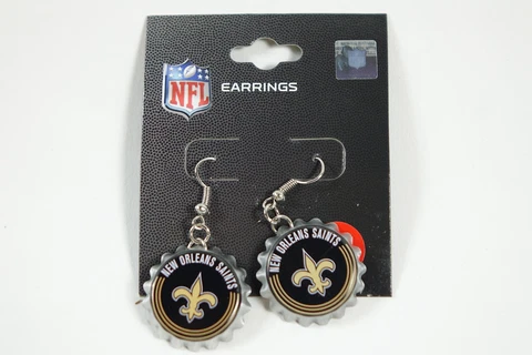 NFL New Orleans Saints Girls' Standard Earrings Bottle Cap, Team Color, One Size Cover