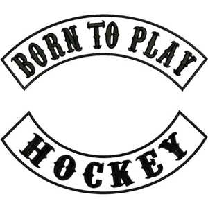 Born to Play Hockey Rockers Patch bestickt groß für Rücken Sport Hobby Banner - Bild 1 von 1