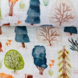 Musselin Double Gauze Thea Bäume Wald Weiß Baumwolle Kates Nähkästchen - Bild 1 von 7