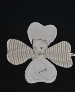 Peluche doudou chat ours plat CP INTERNATIONAL rayures kaki aretes poisson TTBE - Picture 1 of 2