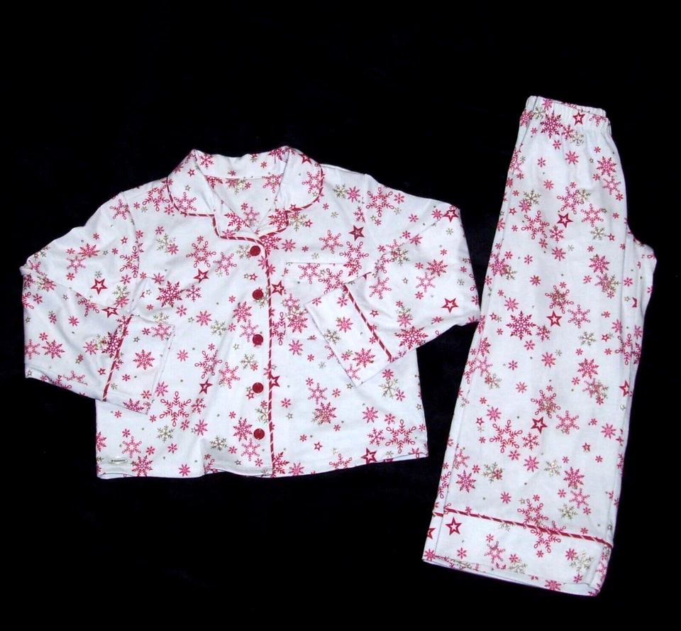 American Girl Pajama Set XS Size 6 Warm Wishes Snowflake Pants Shirt Red - Image 1 of 2