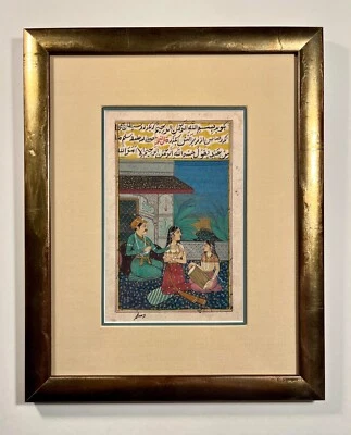 Antigua pintura gouache india miniatura del siglo XIX del harén mogol Foto 1 de 4