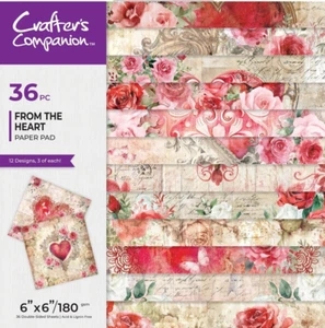 Crafter's Companion - FROM THE HEART - 6" X 6" Paper Pad - 36 SHEETS - 180GSM - Picture 1 of 24