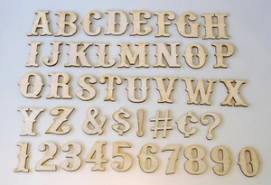 Wood Layout Letters & Numbers: Western Font (3" Tall) - 47-Piece Set - Picture 1 of 1