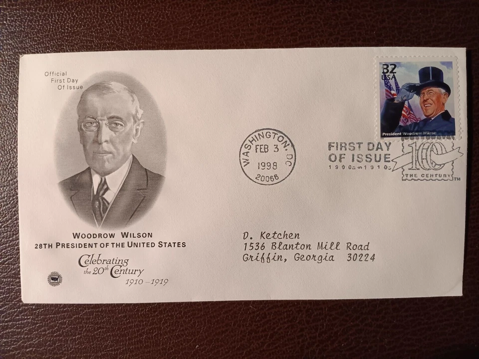 FDI 1998 "WOODROW WILSON 28TH PRESIDENT" CELEBRATING THE 20TH CENTURY 1910-1919 - Image 1 of 1