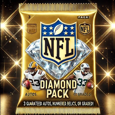 NFL Mystery Card Pack with 3 Guaranteed Autos Relics Or Numbered Per Pack - Image 1 of 3