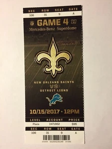 Talón de boleto de New Orleans Saints vs Detroit Lions 15 de octubre de 2017 - Imagen 1 de 1