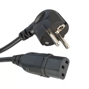 Ángulo Recto Schuko IEC C13. Negro Schuko a Conector IEC, 2M Europeo 2 Pin UK - Imagen 1 de 1