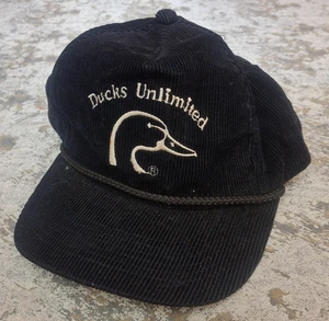 Vintage Ducks Unlimited Cord Mütze verstellbar Snapback Cap schwarz bestickt - Bild 1 von 10