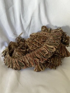 4 yards BRUSH FRINGE  1 7/8" Brown Rust sheer ribbon Upholstery Fabric Trim - Picture 1 of 4