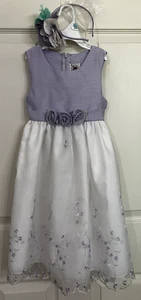 GOOD LAD Embroidered Dress Flowers Lavender White Tulle Sheer Overlay Girl 5 EUC - Picture 1 of 17