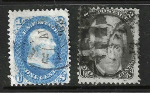 Sc #63 ('63 Ccl) & #73 1 Cent Franklin 2 Cent Jackson 1861-62 Civil War US 27B31 - Picture 1 of 4