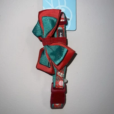 Collar de Navidad grande con pajarita desmontable azul rojo para perro mascota Foto 1 de 4