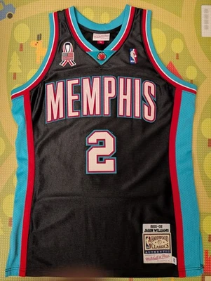 100% аутентичная футболка Джейсона Уильямса Митчелла Несса 2001-02 Grizzlies размер 40 M  - Изображение 1 из 3
