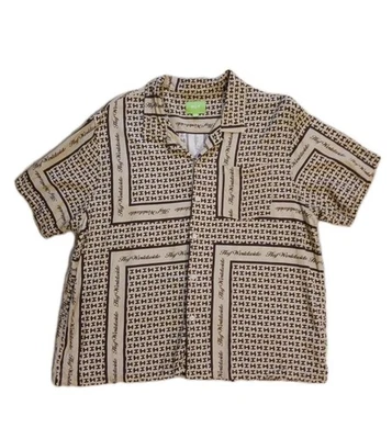 Camisa de campamento Huf Worldwide Scarf Resort bronceada monograma manga corta abotonada XL Foto 1 de 4